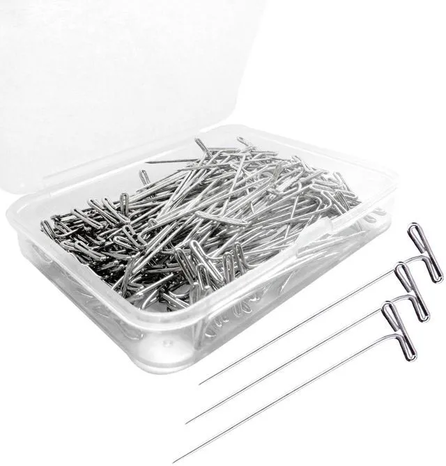 Main image of Sunenlyst 100-Pack 1.5-Inch Stainless Steel T Pins for Blocking Knitting, Crochet, Sewing, Craft, Quilting, Office, Decoration