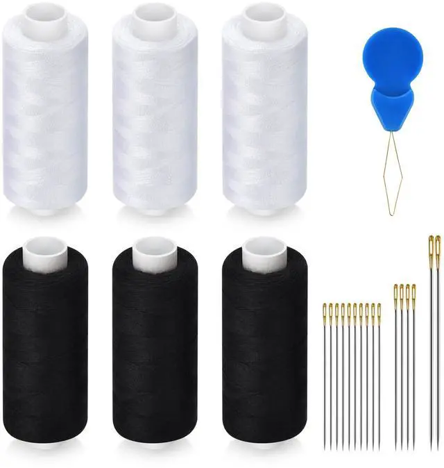 Main image of 6 Pcs 402 Polyester Sewing Thread Kit, 400 Yards Each Spool, with Sewing Needle & Threader, for Sewing Machine, Hand Stitching, Embroidery