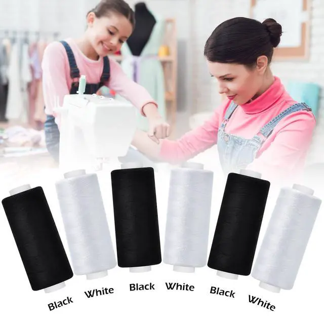 Alt view image 6 of 7 - 6 Pcs 402 Polyester Sewing Thread Kit, 400 Yards Each Spool, with Sewing Needle & Threader, for Sewing Machine, Hand Stitching, Embroidery