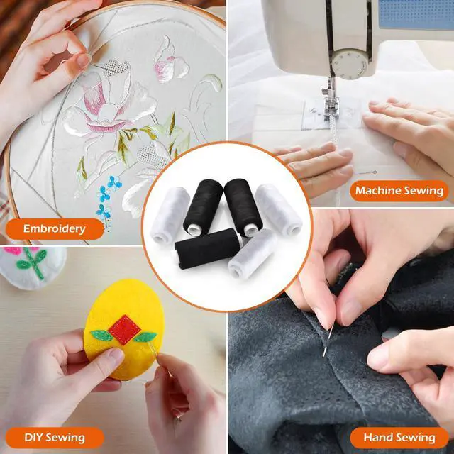 Alt view image 7 of 7 - 6 Pcs 402 Polyester Sewing Thread Kit, 400 Yards Each Spool, with Sewing Needle & Threader, for Sewing Machine, Hand Stitching, Embroidery