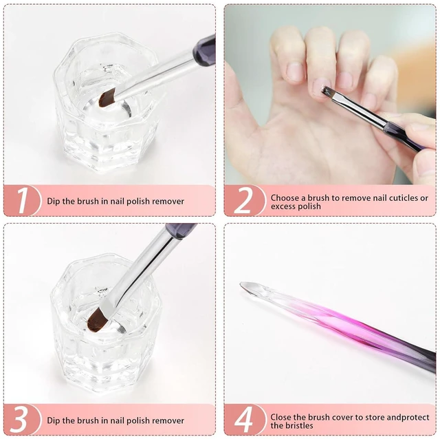 Alt view image 2 of 7 - 3Pcs Nail Art Clean Up and Cuticle Polish Removal Brushes Set