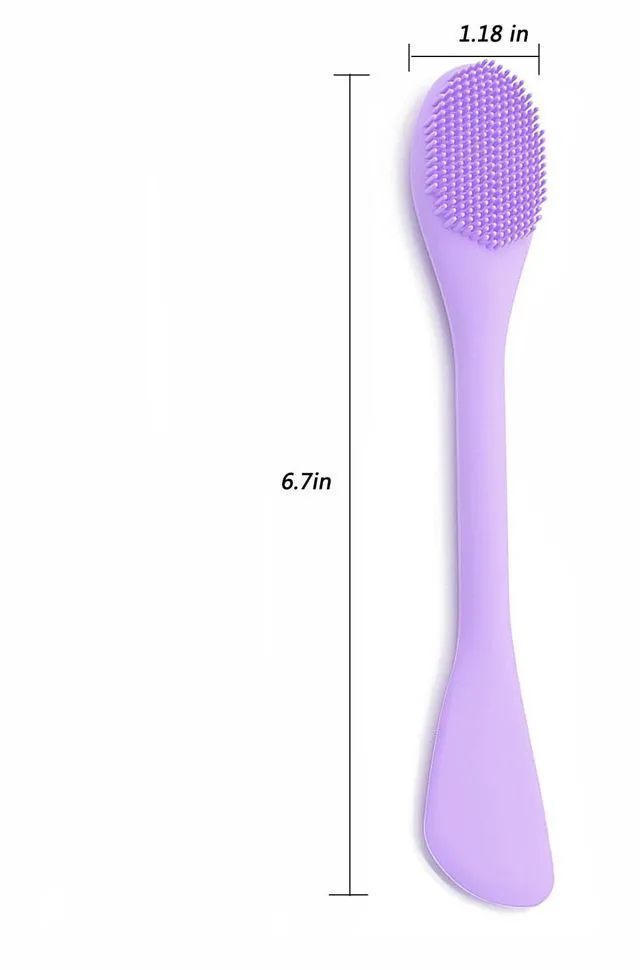 Alt view image 6 of 7 - Double-End Silicone Face Mask Brush, 2Pcs Soft Mask Applicator Tool for Facial Mud, Cleansing Brushes for Makeup Skincare Removal, Grey and Purple