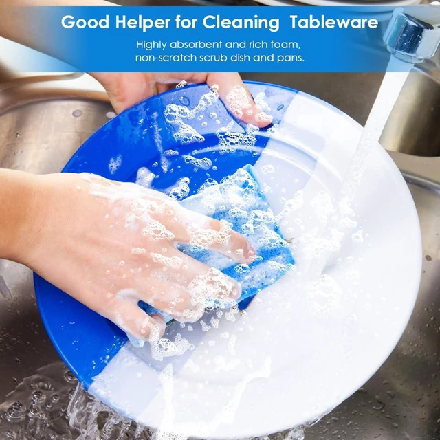 Alt view image 6 of 7 - 8 Pack Compressed Blue Dish Washing Kitchen Sponge, Save Space