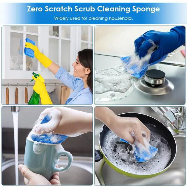 Alt view image 3 of 7 - 8 Pack Compressed Blue Dish Washing Kitchen Sponge, Save Space
