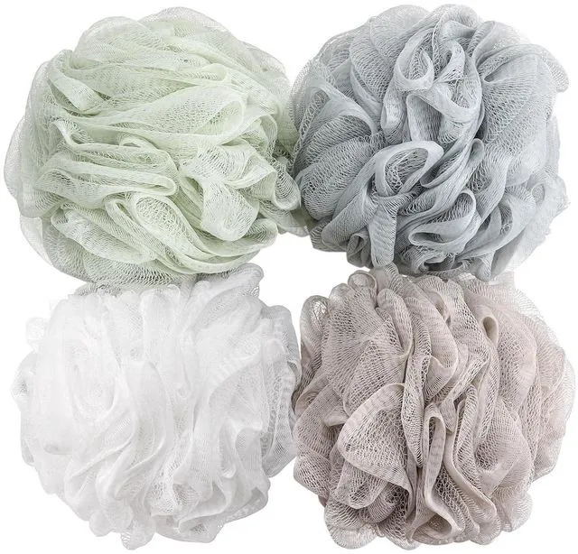 Main image of BTYMS Mesh Pouf 60g Bath Sponge Shower Loofahs Body Wash Puff - Pack of 4