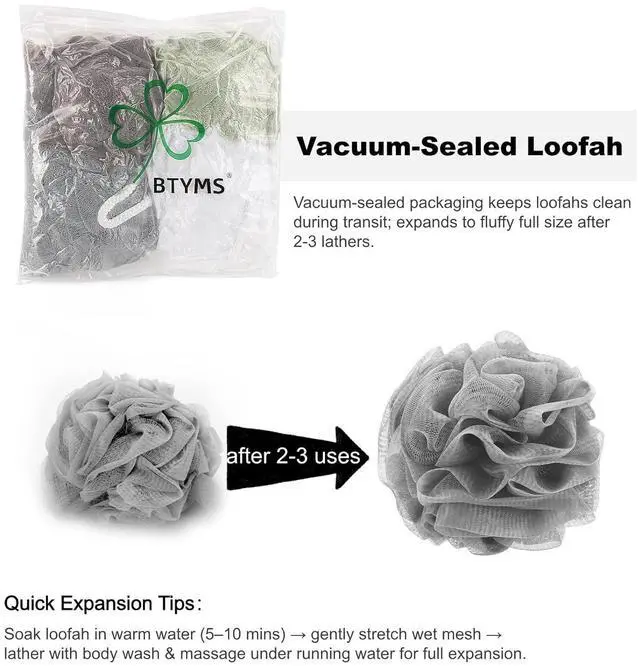 Alt view image 5 of 6 - BTYMS Mesh Pouf 60g Bath Sponge Shower Loofahs Body Wash Puff - Pack of 4