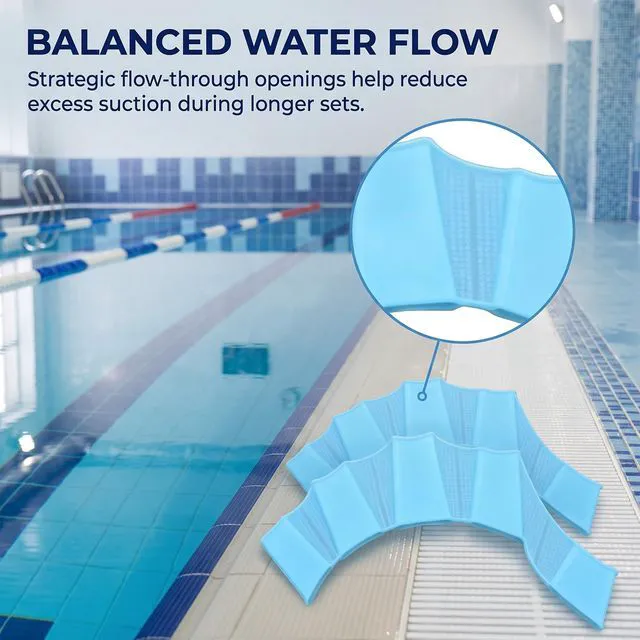 Alt view image 4 of 6 - 2Pcs Blue Silicone Swim Gloves Hand Webbed Flippers Training Fins Water Resistance Swimming Aquatic Gear