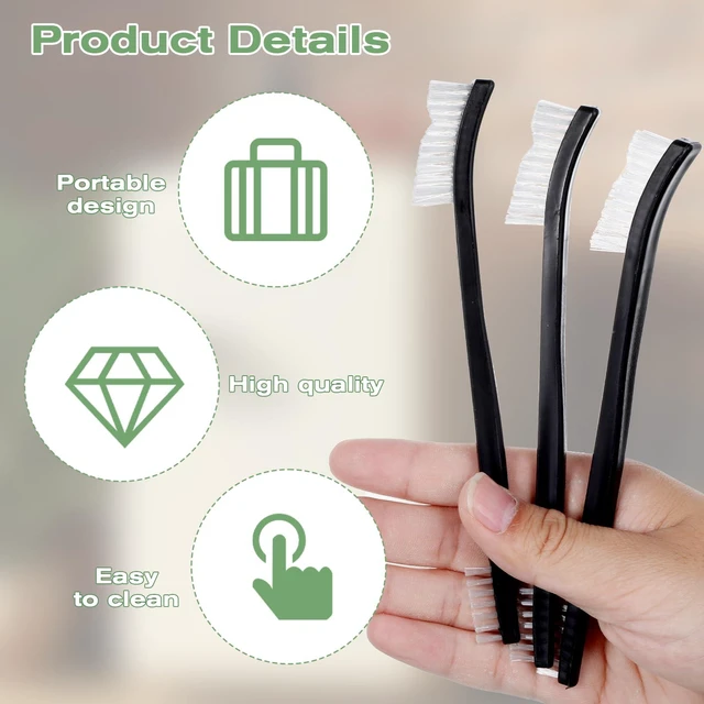 Alt view image 4 of 7 - 4 Pcs Small Nylon Bristle Cleaning Brushes, Mini Stiff Bristle Detailing Crevice Brush for Jewelry, Cars, Kitchen, Spaces