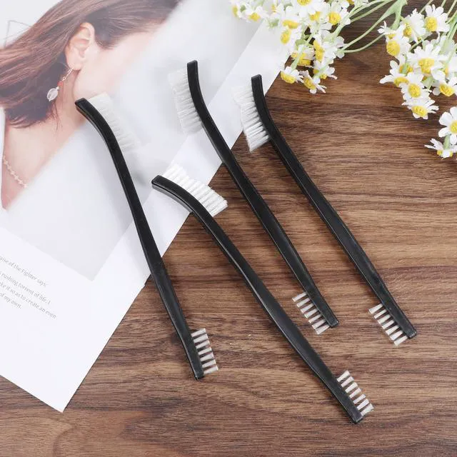 Alt view image 6 of 7 - 4 Pcs Small Nylon Bristle Cleaning Brushes, Mini Stiff Bristle Detailing Crevice Brush for Jewelry, Cars, Kitchen, Spaces