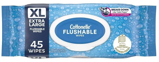 Main image of Cottonelle XL Flushable Wet Wipes, 1 Flip-Top Pack (45 Count)