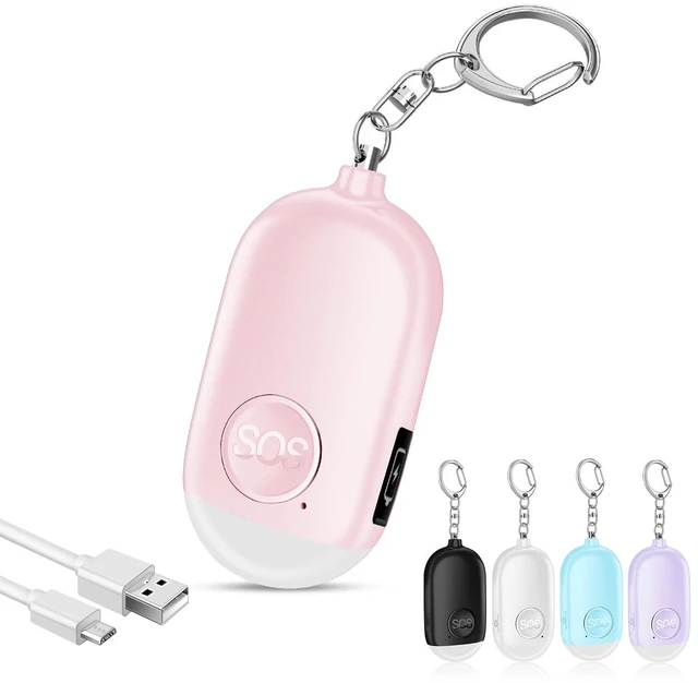 Main image of Hion Personal Safety Alarm, 130dB Rechargeable Self Defense Keychain with LED Flashlight, Emergency Sound for Women Men Children Elderly College, Pink