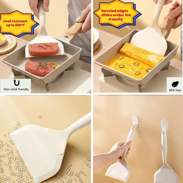Alt view image 3 of 5 - Silicone Wide Pancake Spatula Turner, Heat Resistant Flipper Spatula for Cooking, Pancake, Pizza, Omelet