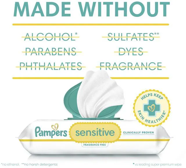 Alt view image 6 of 6 - Pampers Baby Wipes Sensitive Perfume Free 1X Pop-Top Pack 56 Count