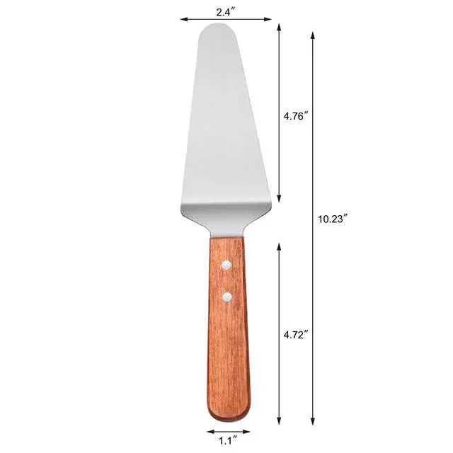 Alt view image 7 of 7 - New Star Foodservice 10-Inch Stainless Steel Pie Server with Wood Handle, Restaurant Grade Cake, Pie, Pizza, and Dessert Serving Spatula