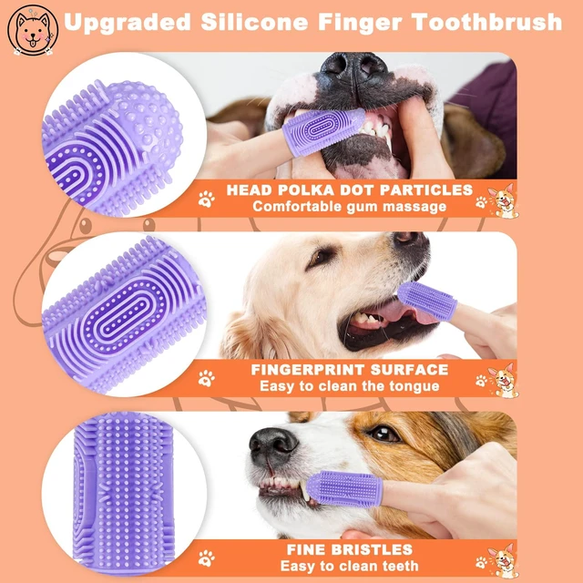 Alt view image 3 of 6 - Finger Dog Toothbrush 4-Pack, Dog Teeth Cleaning Kit for Dental Care, Pet Toothbrush