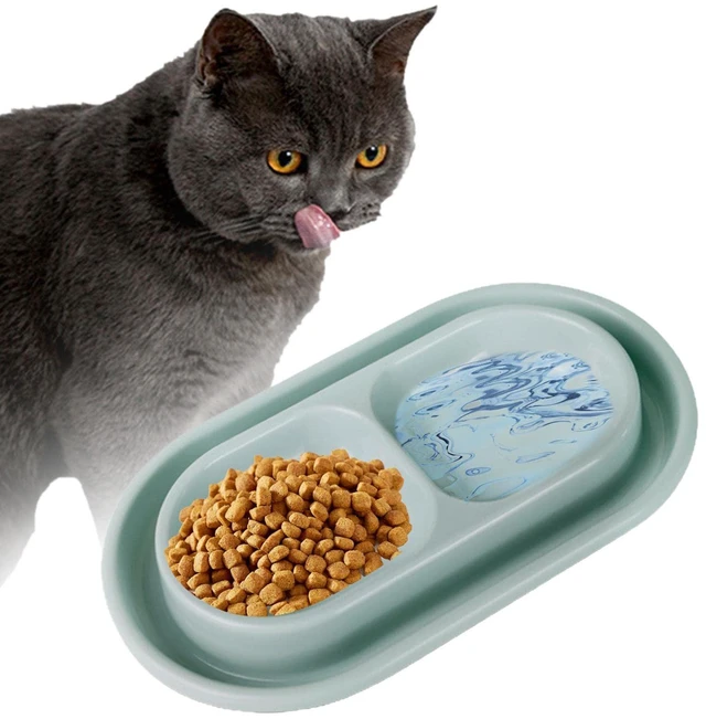 Alt view image 4 of 7 - Baoblaze Cat Food and Water Bowl Set Double Pet Feeding Bowls Easy to Clean for Small Medium Dogs and Cats Small Gray