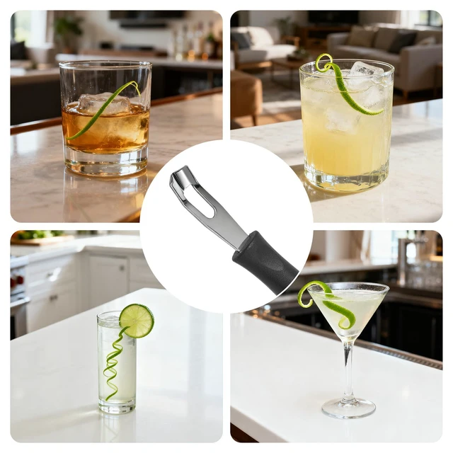 Alt view image 3 of 7 - Triangular V-Shaped Stainless Steel Channel Knife Lemon Peeler Zester for Cocktail Mixers, Professional Grade Bar Tool (Peeler A)