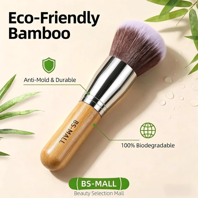 Alt view image 6 of 6 - BS-MALL 11-Piece Bamboo Makeup Brush Set with Sponge, for Foundation, Powder, Blush, Concealer, Eyeshadow and Blending, for Travel, Beginners and Makeup Artists