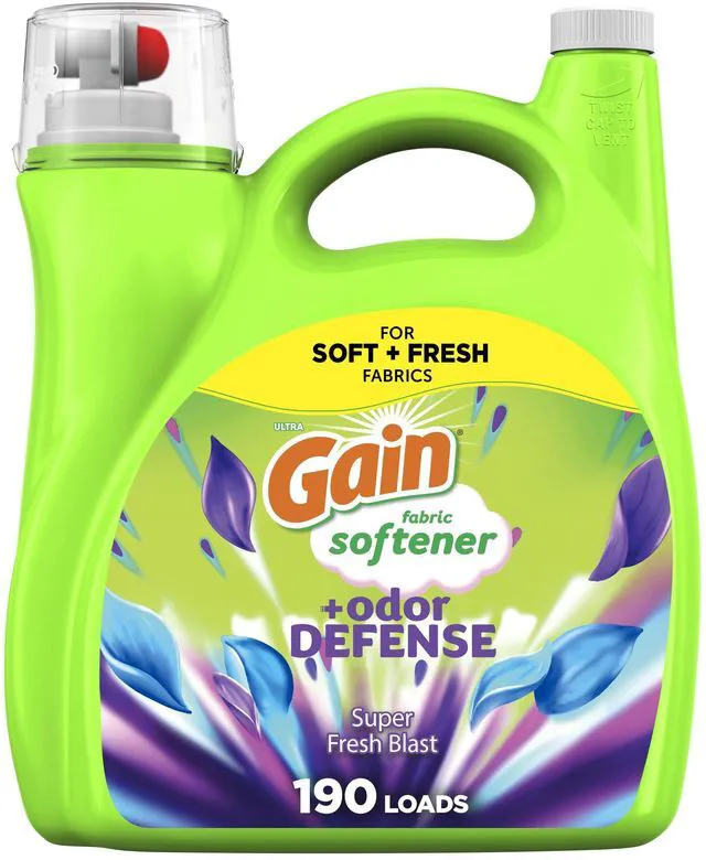 Main image of Gain Super Fresh Blast Liquid Odor Defense Fabric Softener, 140 FL OZ, 190 Load, 2-in-1 Freshness and Odor Protection