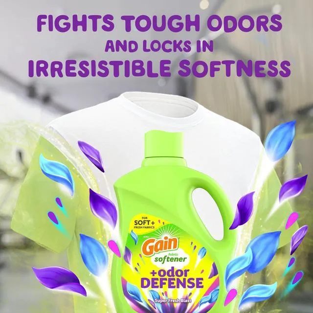 Alt view image 3 of 7 - Gain Super Fresh Blast Liquid Odor Defense Fabric Softener, 140 FL OZ, 190 Load, 2-in-1 Freshness and Odor Protection