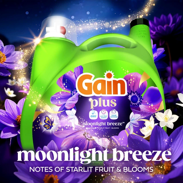 Alt view image 2 of 6 - Gain Plus Liquid Laundry Detergent with Oxi, Moonlight Breeze Scent, 99 fl oz, 75 Loads
