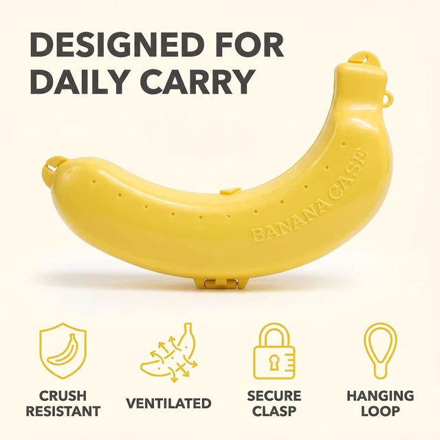 Alt view image 2 of 7 - BPA-Free Yellow Banana Storage Case, Outdoor Travel Banana Keeper and Protector, Cute Carrier Box for Picnic Camping Food Containers