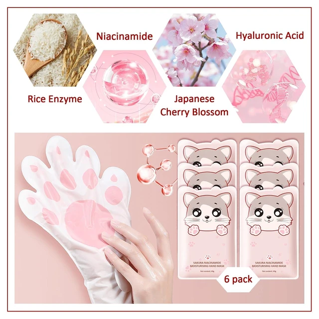 Alt view image 4 of 7 - 6 Pairs Moisturizing Hand Mask Gloves, Hydrating Hand Peel Mask Gift Set for Dry Cracked Hands, Long-Lasting Non-Greasy Hand Moisturizer