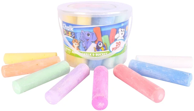 Alt view image 7 of 7 - Sunny Days Entertainment Sidewalk Chalk Set with Storage, Washable Jumbo Colored Chalk, 20 Pieces, Multicolor, Ages 3+