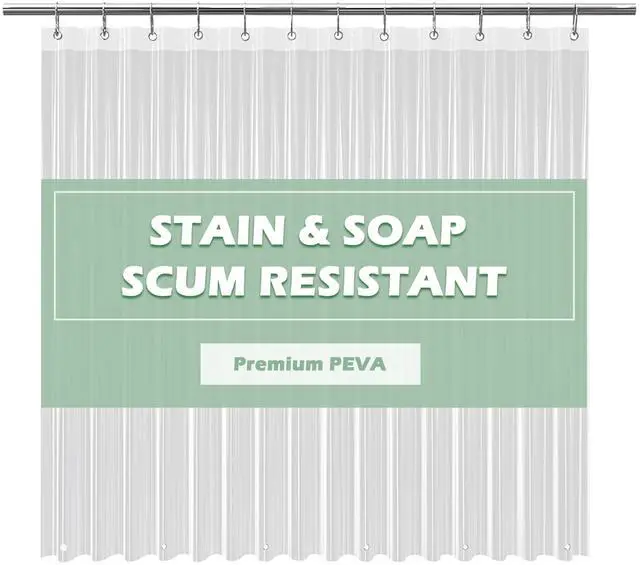 Main image of EHZNZIE Crystal Clear Shower Curtain Liner 72x72, PEVA, Waterproof, No Chemical Smell, 3 Weighted Magnets, Rustproof Metal Grommets