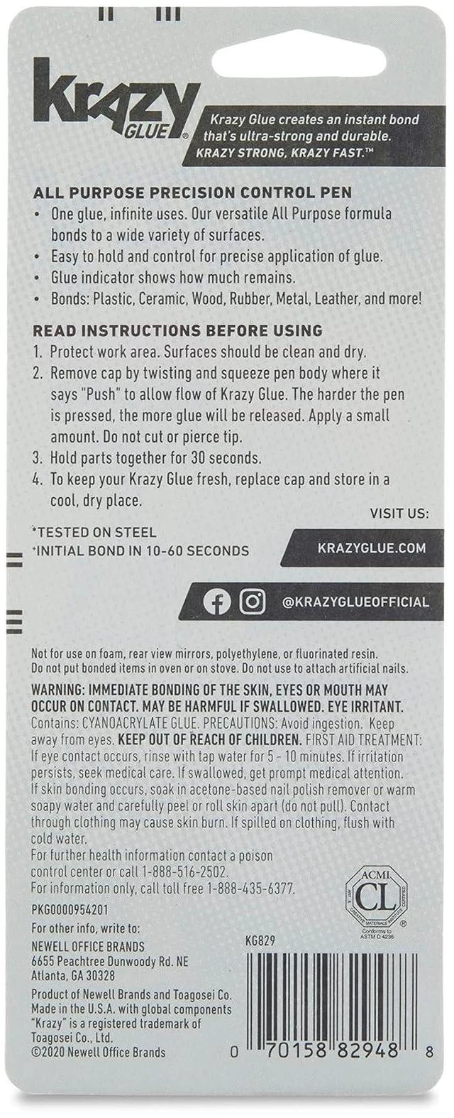 Alt view image 2 of 5 - Krazy Glue All Purpose Precision Control Superglue Pen (4g), Clear, Fast-Drying, One-Drop Applicator for Plastic, Ceramic, Wood, Rubber, Metal, Leather & More