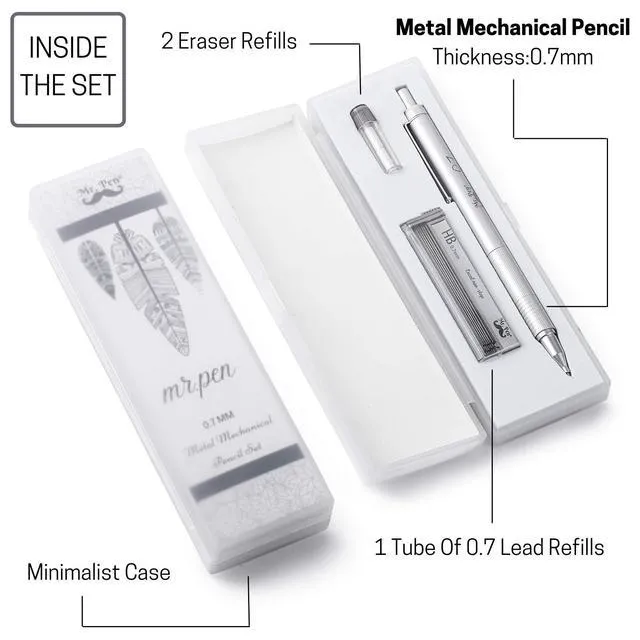 Alt view image 3 of 6 - Mr. Pen 0.7mm Metal Mechanical Pencil with Case