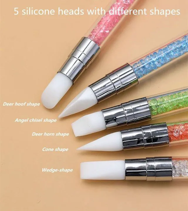 Alt view image 4 of 4 - FULINJOY 5pcs Dual Tipped Silicone Nail Sculpture Pen, Acrylic Pen & Brushes for Resin, Foil Carving & Drawing Effects