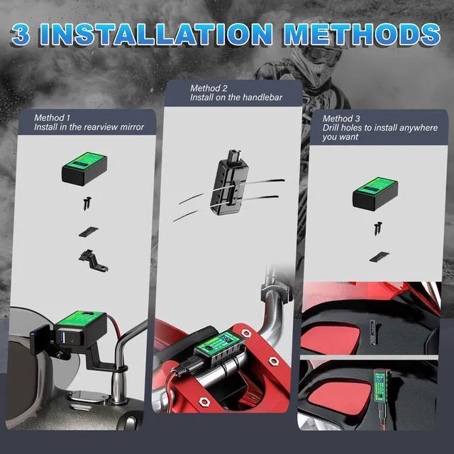 Alt view image 6 of 6 - YONHAN Dual USB-C PD & QC 3.0 Motorcycle Phone Charger