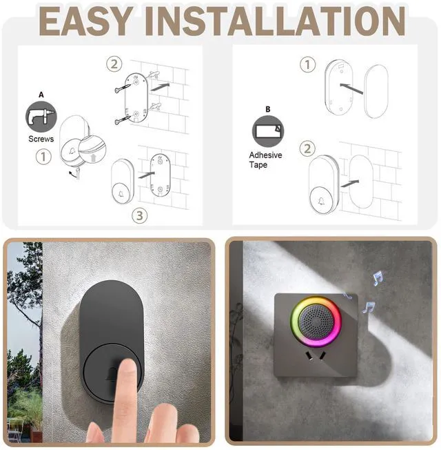 Alt view image 2 of 6 - Wireless Doorbell 59 Chimes 6 LED Flash
