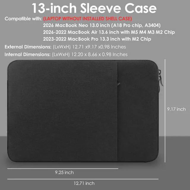 Alt view image 6 of 7 - ProElife Sleeve Case for MacBook Neo & Air 13 Inch M5 M4, Water-Resistant