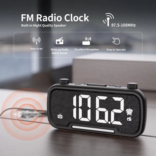 Alt view image 5 of 7 - Alarm Clock Radio with FM Radio and Bluetooth Speaker for Bedroom
