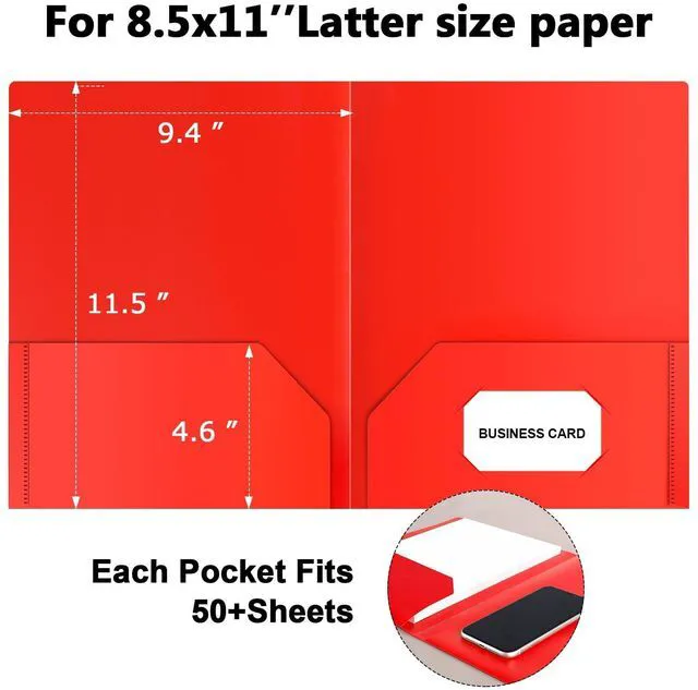 Alt view image 5 of 7 - HABGP Heavy Duty Plastic Two Pocket Folders, 6 Colors