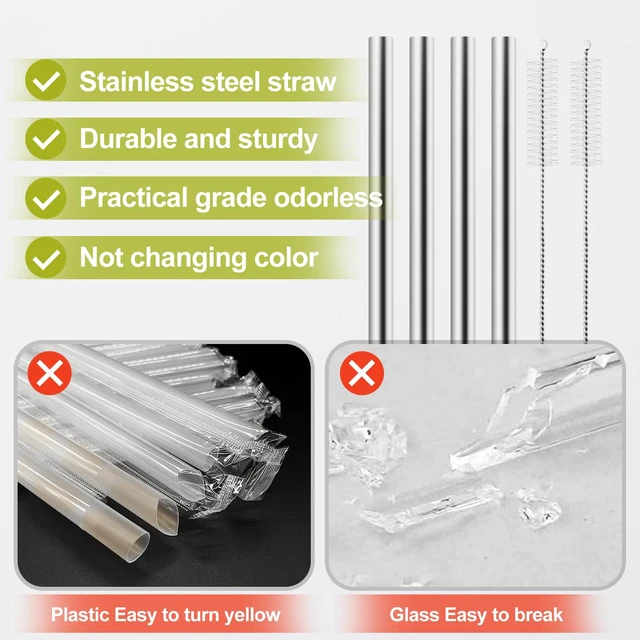 Alt view image 4 of 6 - Owala Water Bottle Replacement Straws 24 oz 32 oz, 4-Pack Stainless Steel with 2 Cleaners, Reusable Metal Straw Accessories