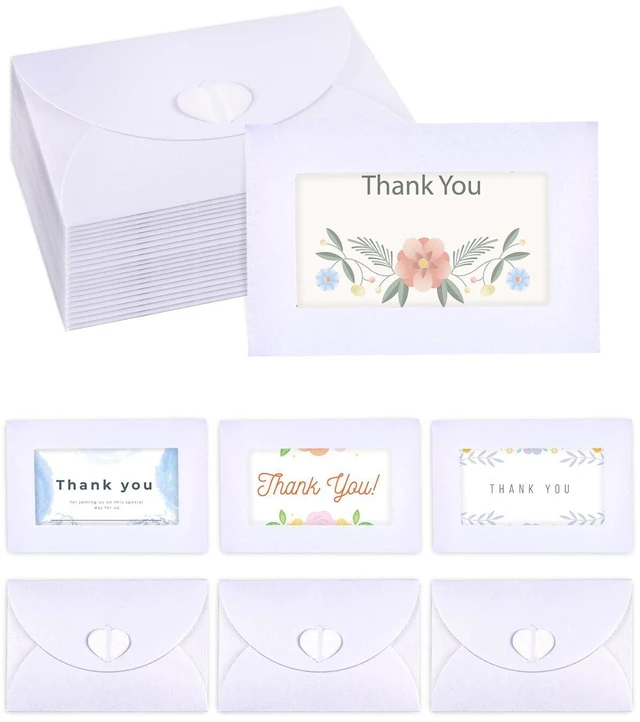 Main image of EORTA 50Pcs Mini Kraft Paper Envelopes with View Window Heart Clasp Closure 4.13 x 2.76in White