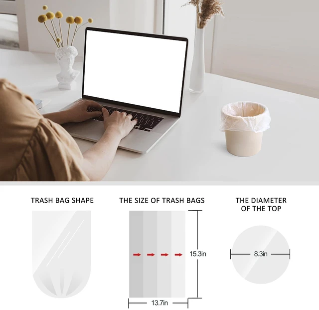Alt view image 5 of 7 - Teivio Mini Clear Trash Bags 1 Gallon 120 Count Bathroom Garbage Bags