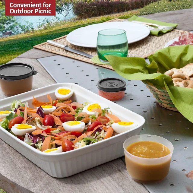 Alt view image 2 of 7 - Condiment Cups with Lids, 8-Pack, 1.3oz, BPA-Free Reusable Plastic Leak-Proof Food Storage Containers for Lunch Box Picnic Travel