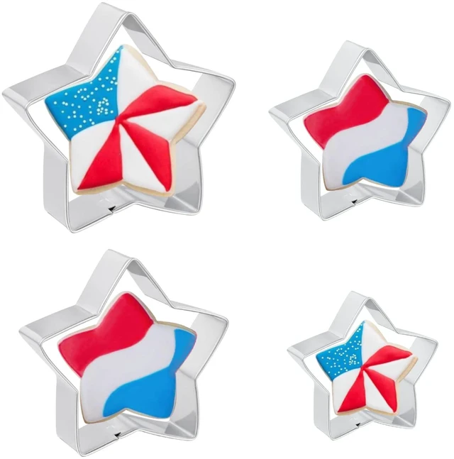 Main image of JOB JOL Star Cookie Cutters 4 PCS, 2" to 3.8", for 4th of July
