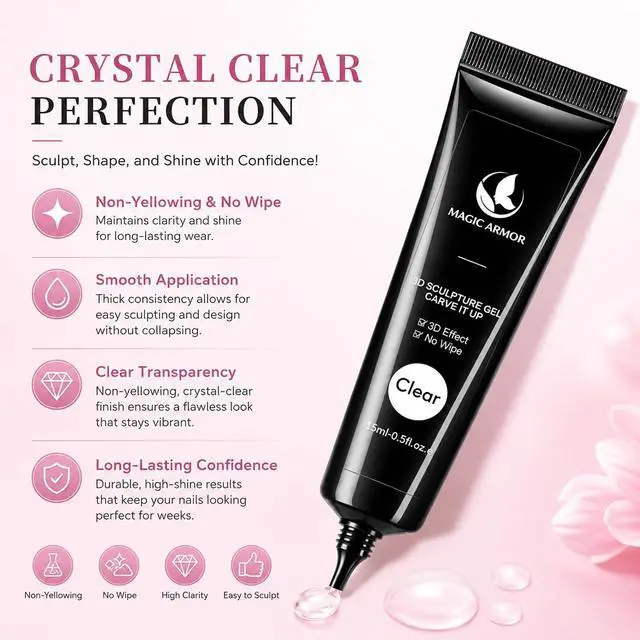 Alt view image 4 of 6 - MAGIC ARMOR 15g 3D Nail Sculpting Gel for Nail Art Design, DIY Molding, Painting, Drawing, Polish, Sculpture, Decoration, Manicure Clear