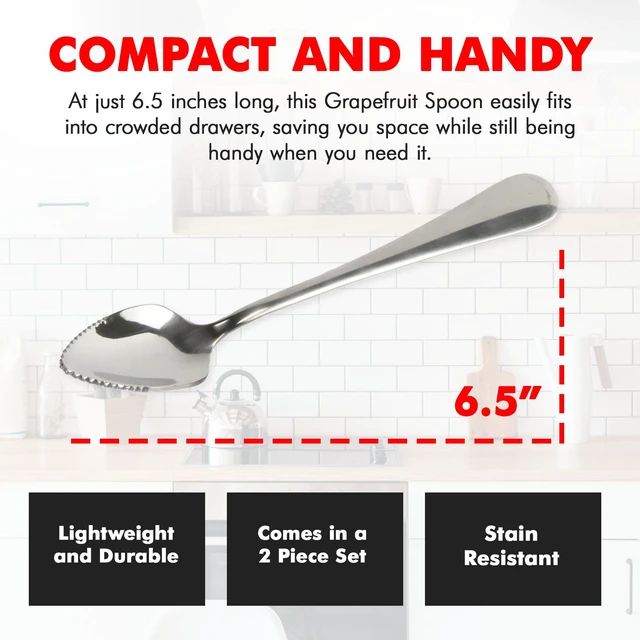 Alt view image 5 of 6 - Chef Craft Select Serrated Grapefruit Spoon 2-Piece Set, 6.5 Inches, Stainless Steel, Dishwasher-Safe