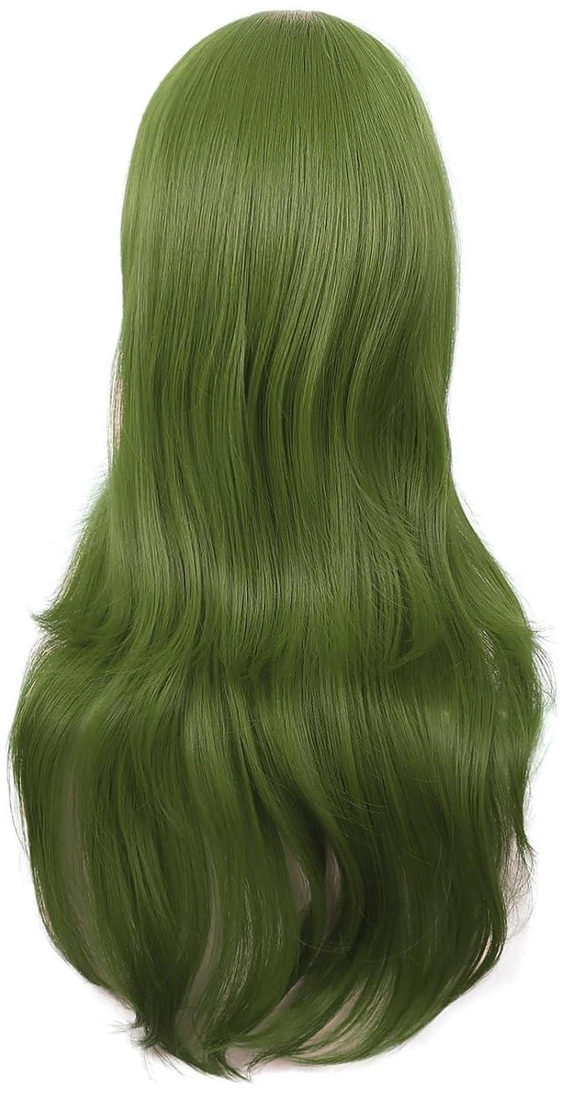 Alt view image 4 of 5 - MapofBeauty 28Inch Long Curly Hair Costume Cosplay Wig, Olive Green