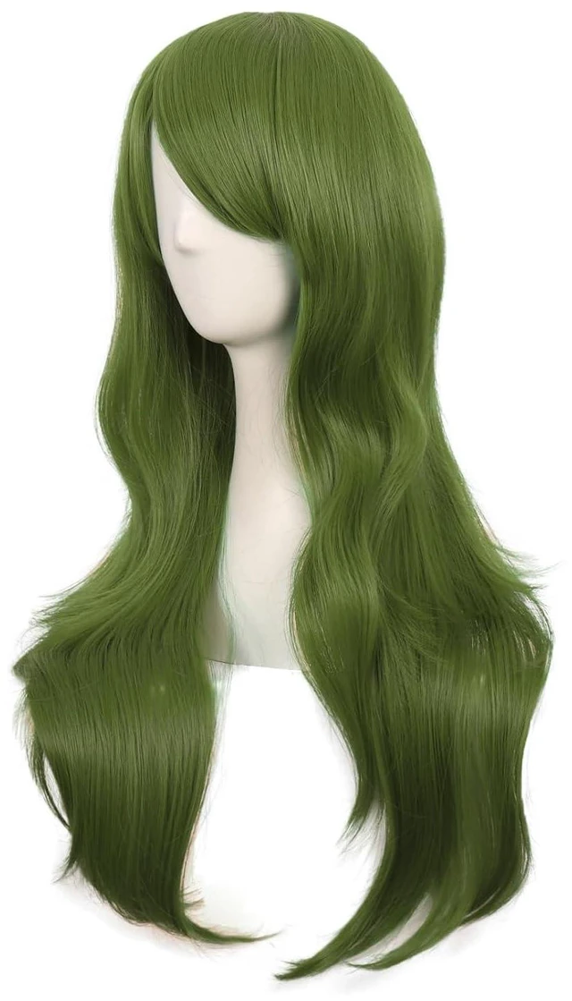Alt view image 5 of 5 - MapofBeauty 28Inch Long Curly Hair Costume Cosplay Wig, Olive Green