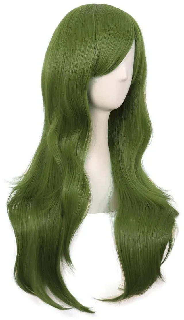 Alt view image 2 of 5 - MapofBeauty 28Inch Long Curly Hair Costume Cosplay Wig, Olive Green