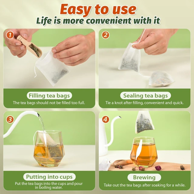 Alt view image 7 of 7 - 300Pcs Empty Tea Bags for Loose Leaf Tea, Disposable Infuser Sachets