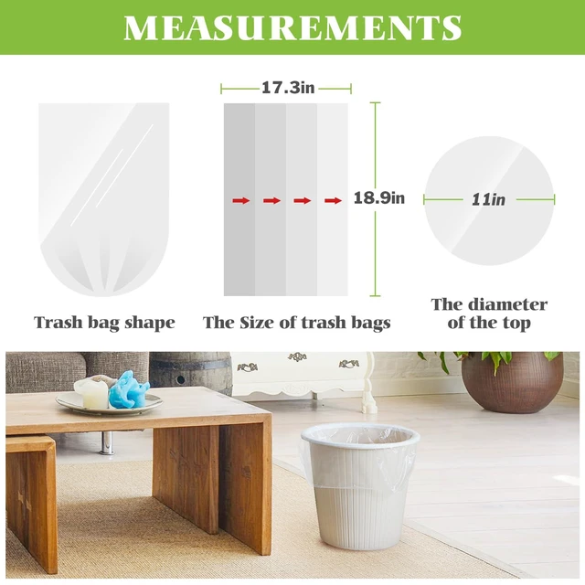 Alt view image 4 of 7 - Teivio 3 Gallon Small Clear Trash Bags, 200 Count, Bathroom Garbage Bags