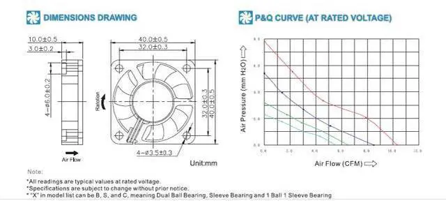 Alt view image 3 of 4 - NEW 4CM Ultrathin cooling fan 40x40x10mm 4010 DC 5V 0.12A 3-pin SXDOOL High speed ultra quiet Double Ball Bearing cooler